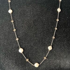 Sterling fresh water‎ pearl and crystal necklace